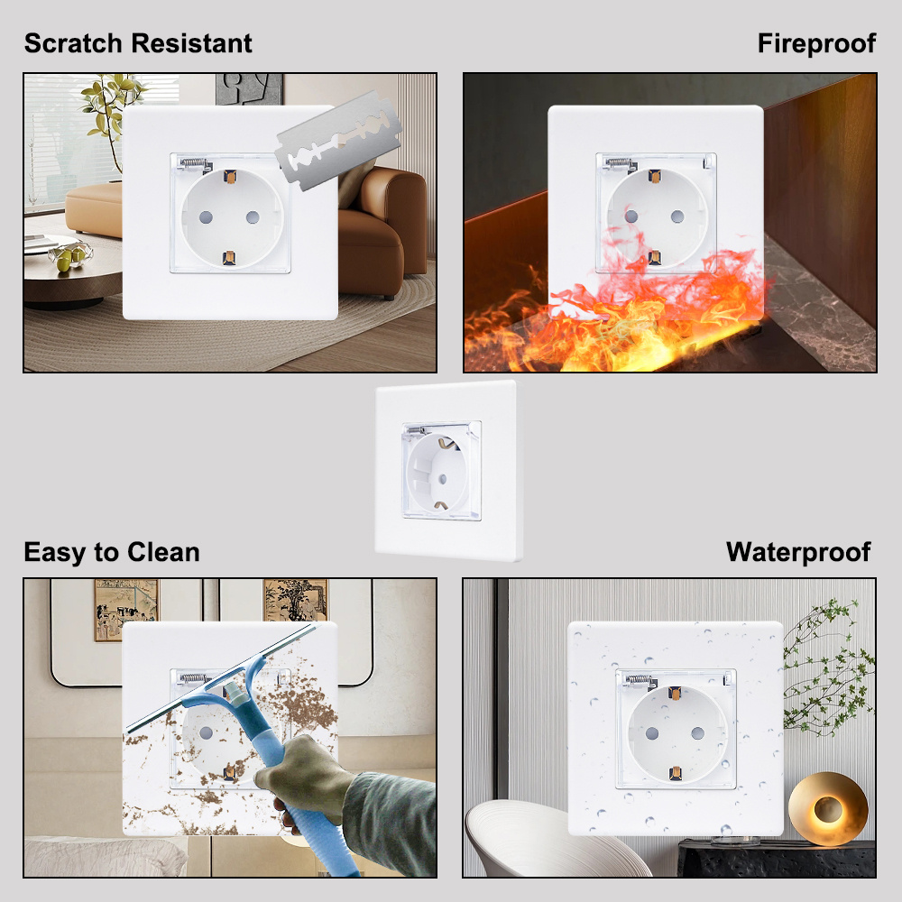 Outdoor Power Outlet Waterproof - TAWOIA 16A Waterproof Plastic Wall Power
