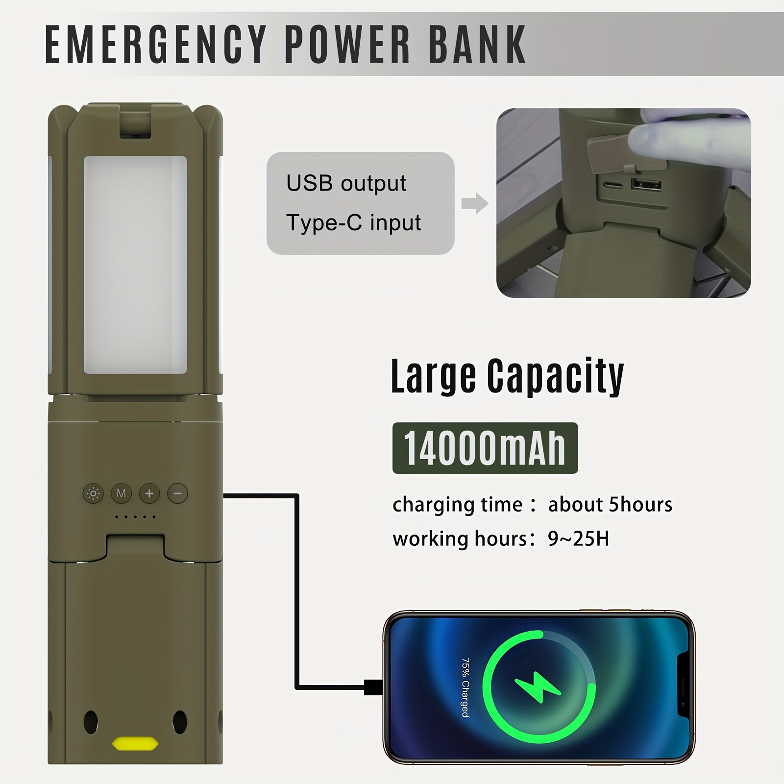 Camping Lantern, 14000mAh Rech - Outdoor Power Wire ulasan dan harga