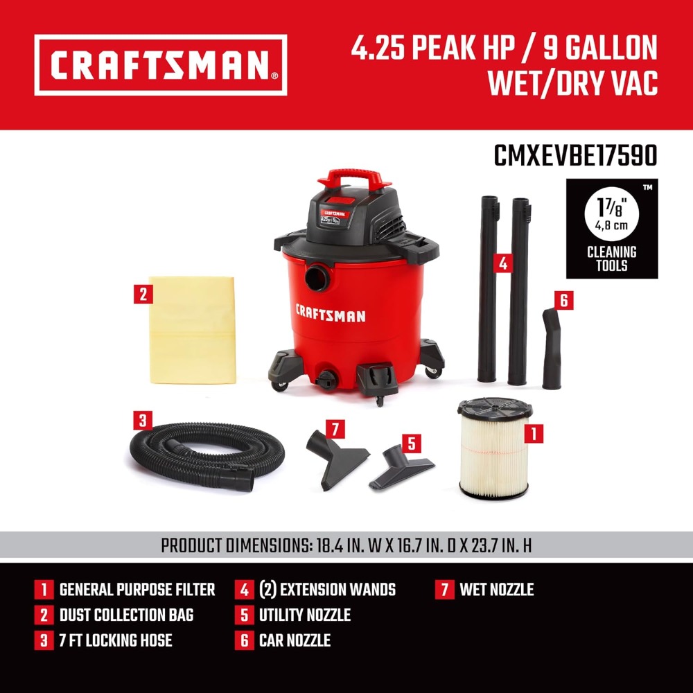 9 Gallon 4.25 Peak HP Wet Dry  - Wet Dry Vacuum Shop ulasan dan harga